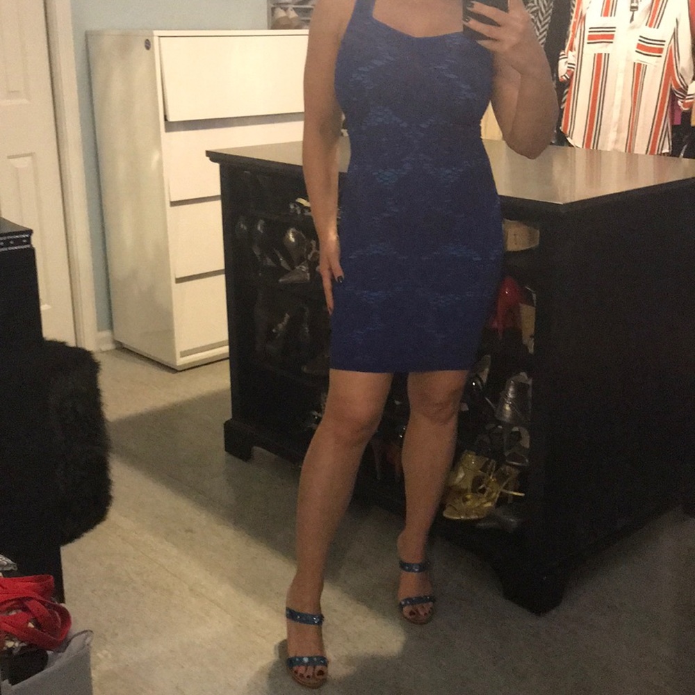 Free People Blue Bodycon Mini Tank Dress XS S